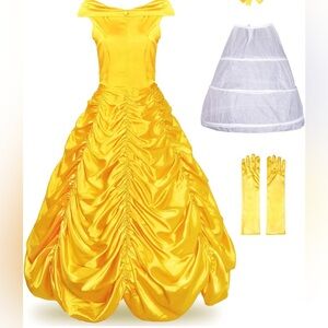 Belle Yellow Ruched costume Dress